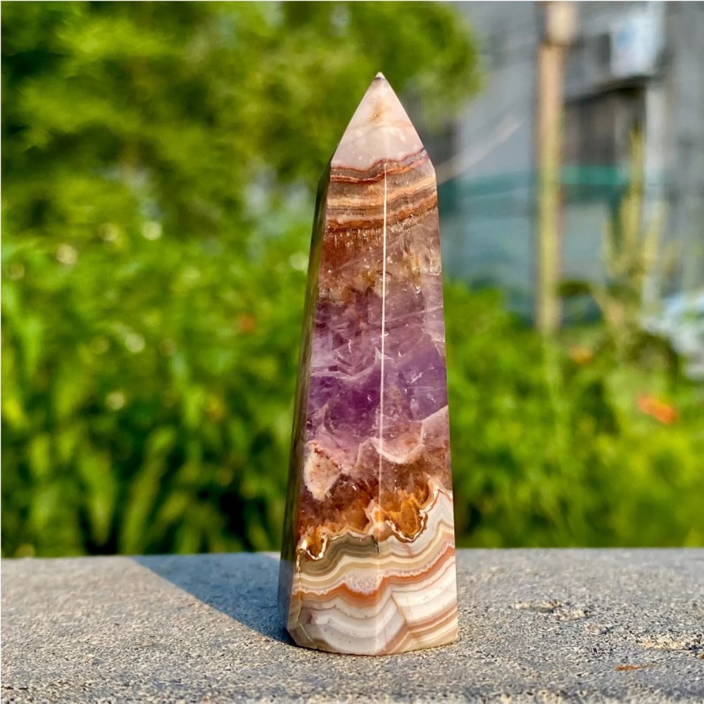 39 G Natural Amethyst in Quarts Agate Column